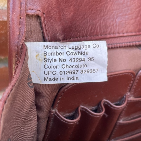 Rare & Unique Bill Blass VTG Soft Bomber Cowhide  Leather Briefcase in Chocolate - Picture 14 of 15